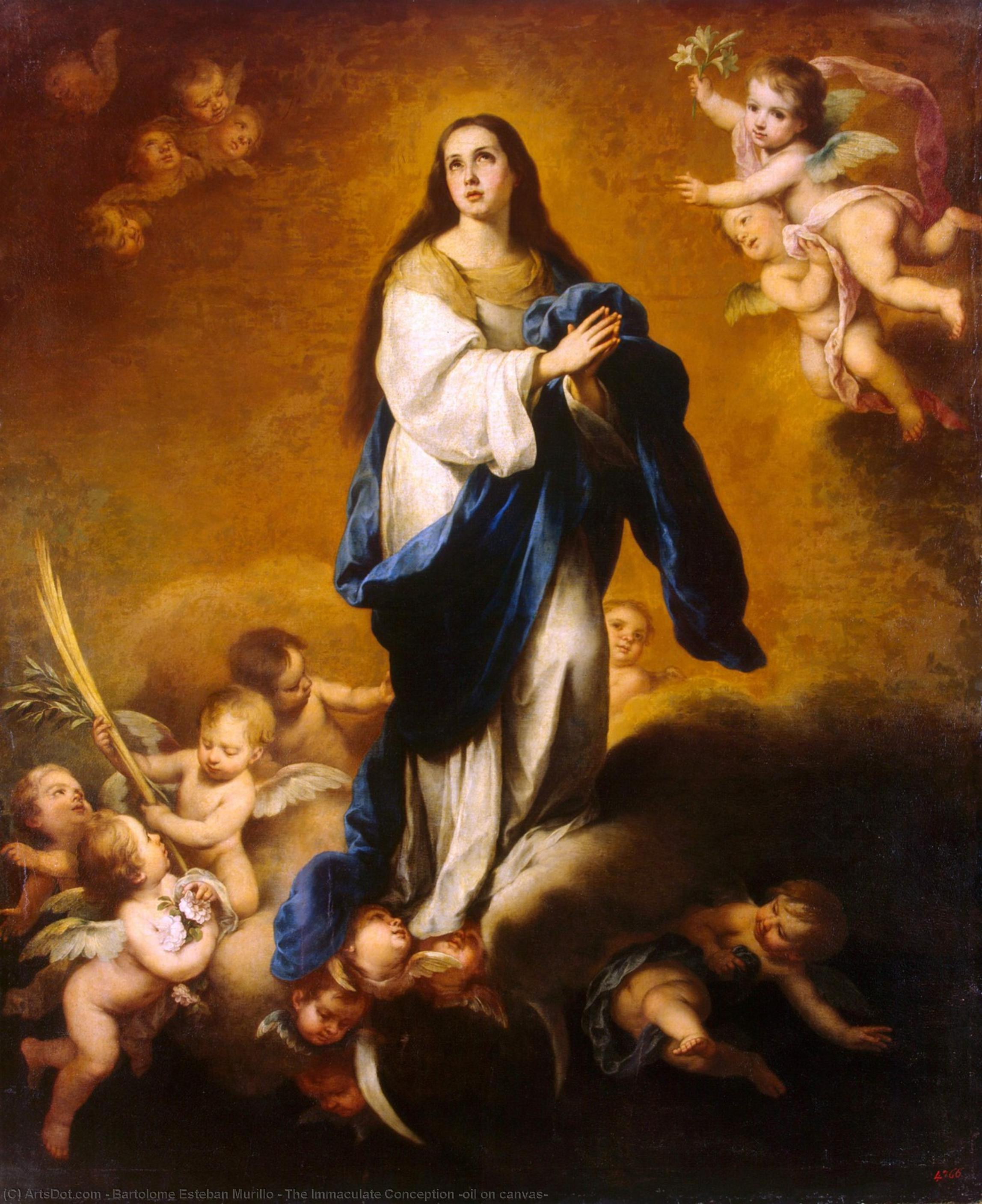 圣母无原罪（布面油画） - Bartolome Esteban Murillo | WikiOO.org