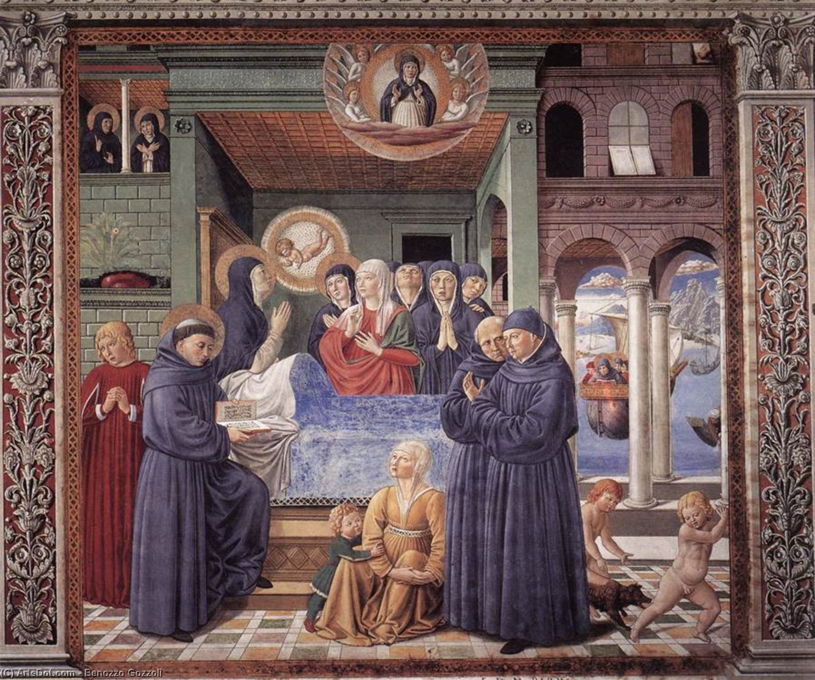 WikiOO.org - Enciklopedija dailės - Tapyba, meno kuriniai Benozzo Gozzoli - Death of St. Monica