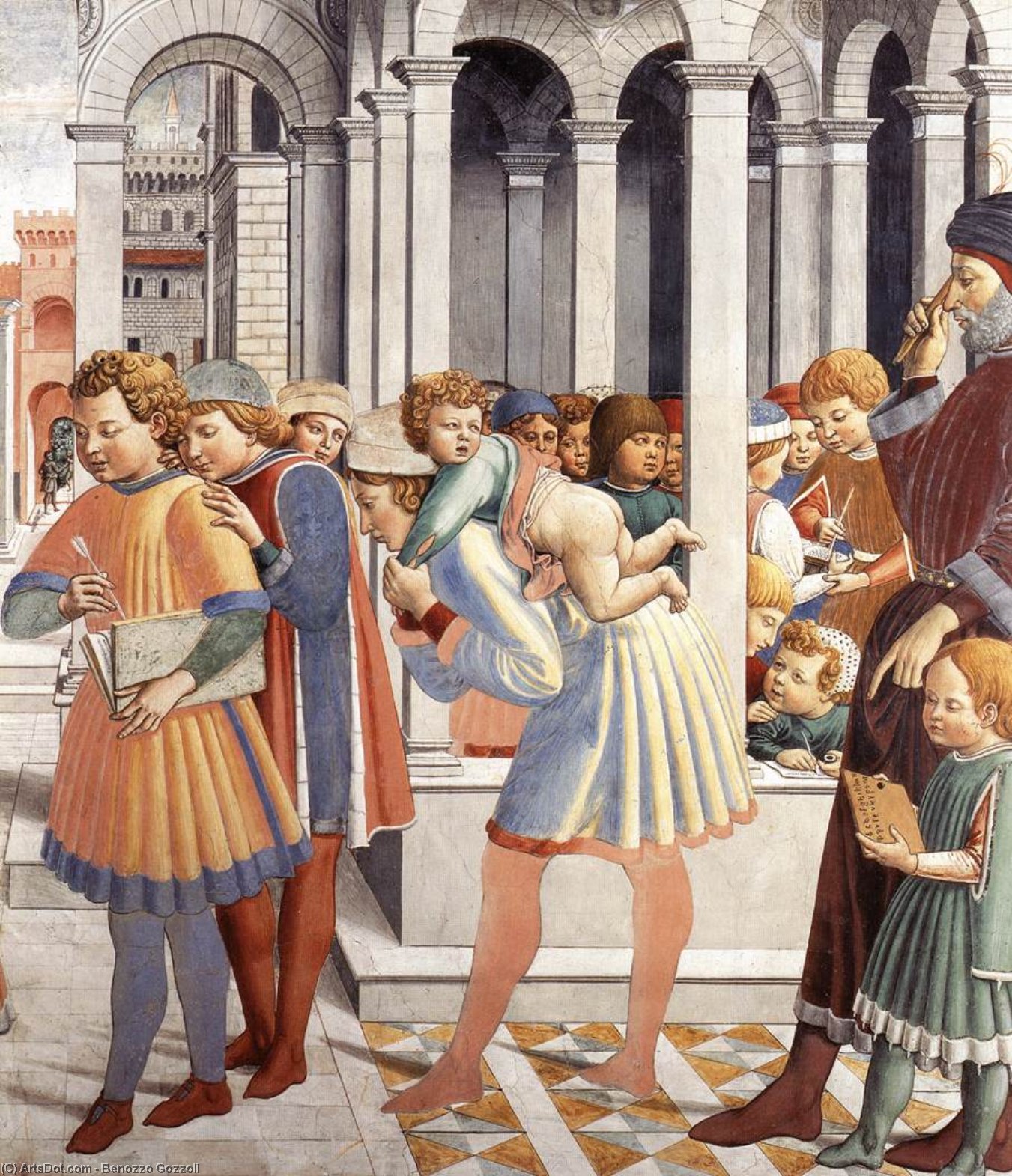 Wikioo.org - The Encyclopedia of Fine Arts - Painting, Artwork by Benozzo Gozzoli - The School of Tagaste (detail)