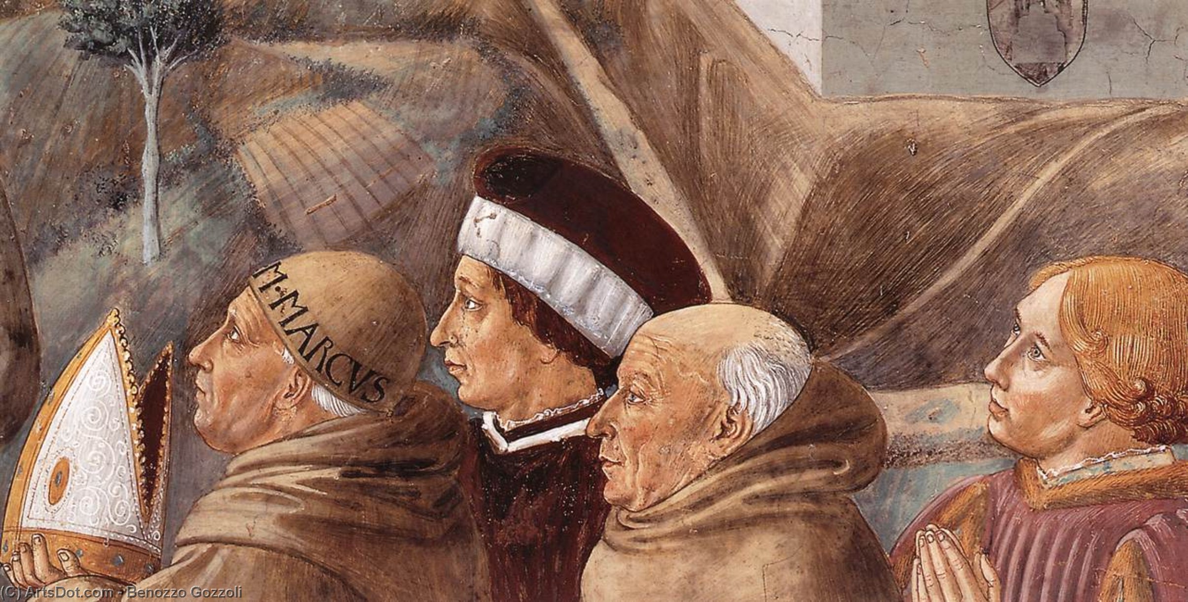 WikiOO.org - Encyclopedia of Fine Arts - Maleri, Artwork Benozzo Gozzoli - Preaching to the Birds and Blessing Montefalco (detail)