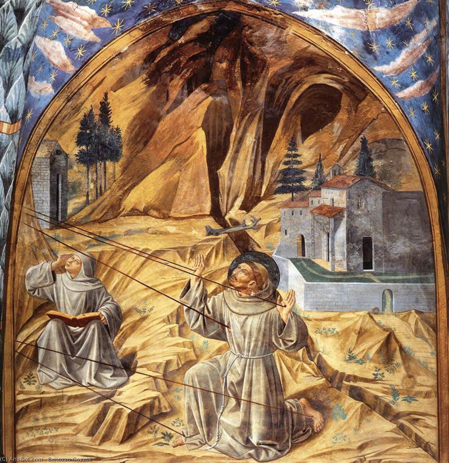 WikiOO.org - Encyclopedia of Fine Arts - Maľba, Artwork Benozzo Gozzoli - Stigmatization of St. Francis