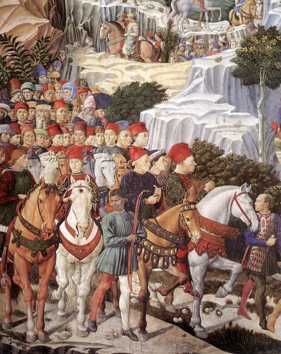 Wikioo.org - The Encyclopedia of Fine Arts - Painting, Artwork by Benozzo Gozzoli - Procession of the Magus Balthazar (detail)