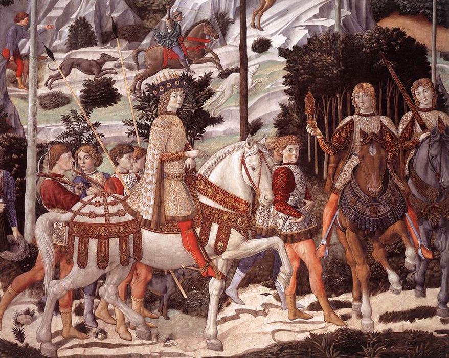 Wikioo.org – L'Enciclopedia delle Belle Arti - Pittura, Opere di Benozzo Gozzoli - Processione del Magus Balthazar particolare