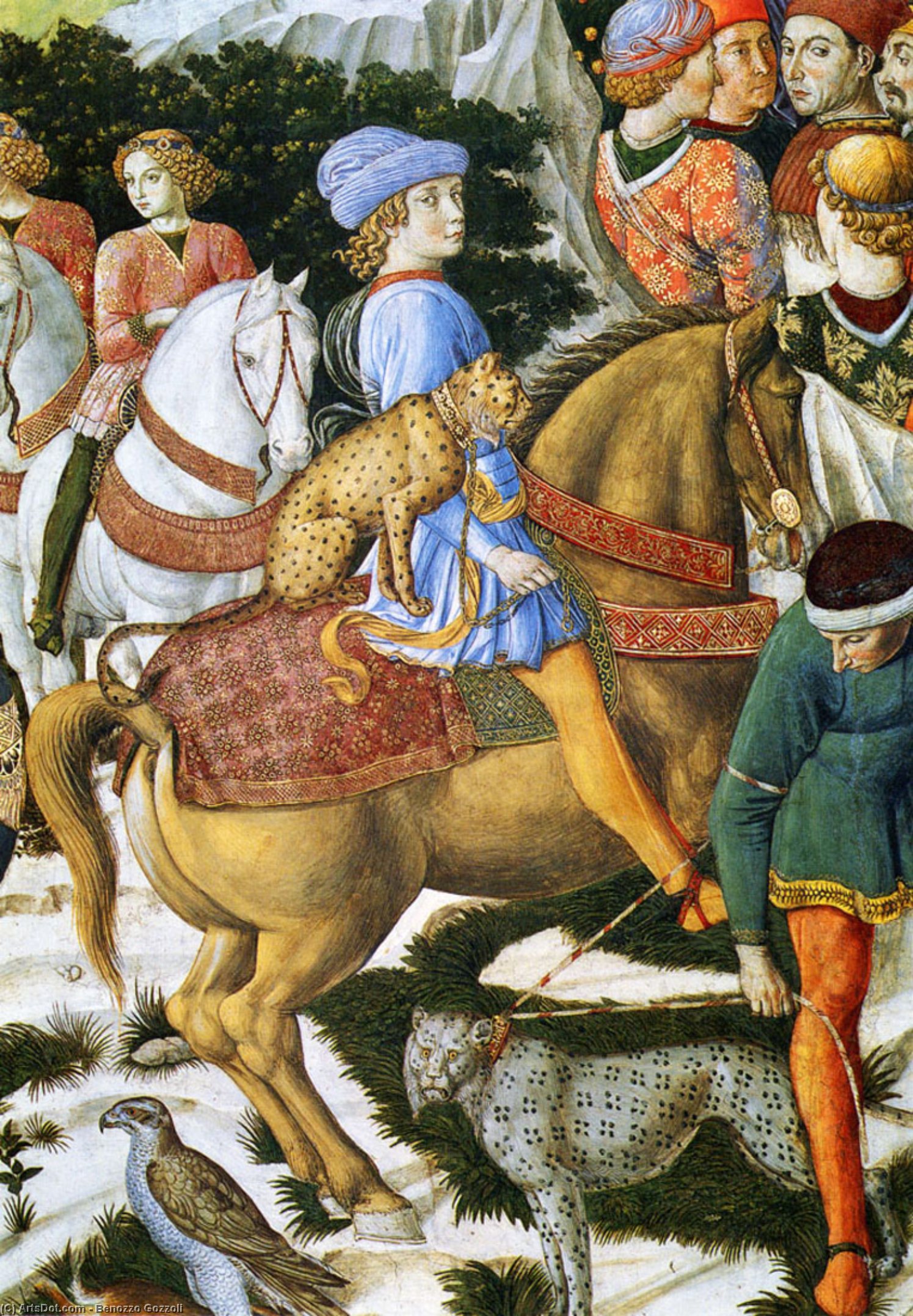 WikiOO.org - Encyclopedia of Fine Arts - Maleri, Artwork Benozzo Gozzoli - Procession of the Magus Caspar (detail)