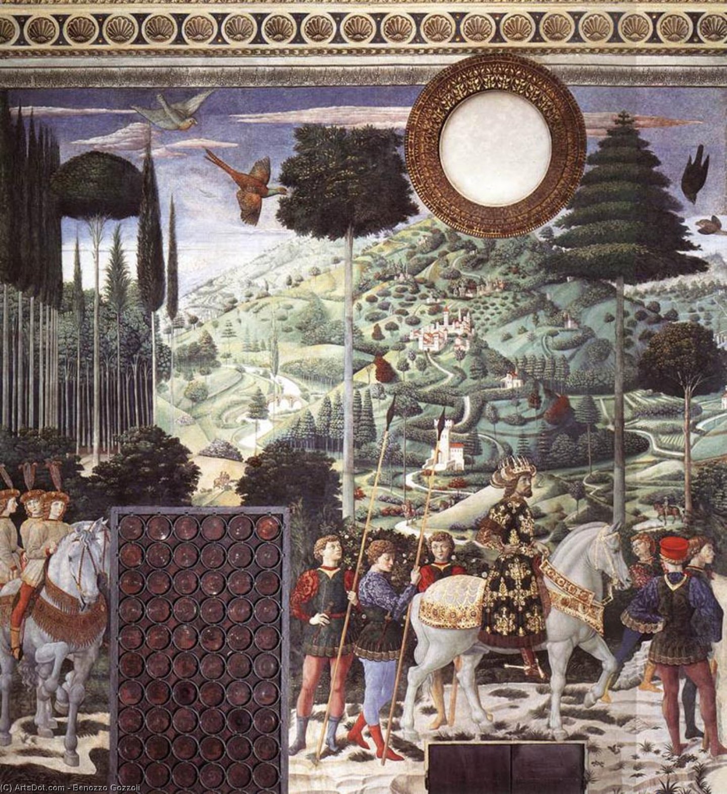 WikiOO.org - Güzel Sanatlar Ansiklopedisi - Resim, Resimler Benozzo Gozzoli - Procession of the Magus Melchior (detail)
