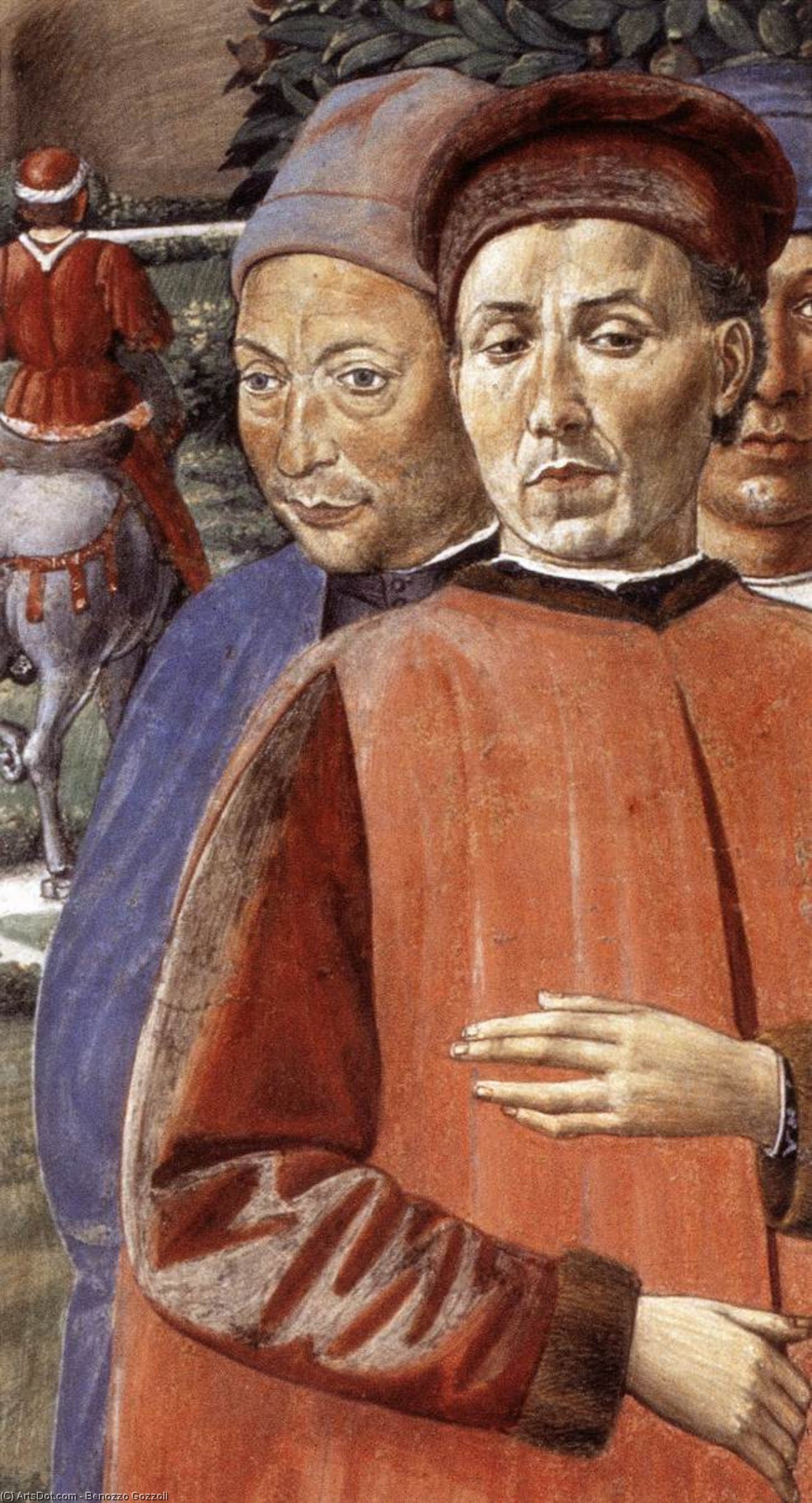 Wikioo.org – L'Encyclopédie des Beaux Arts - Peinture, Oeuvre de Benozzo Gozzoli - saint augustin Départ pour milan ( détail )