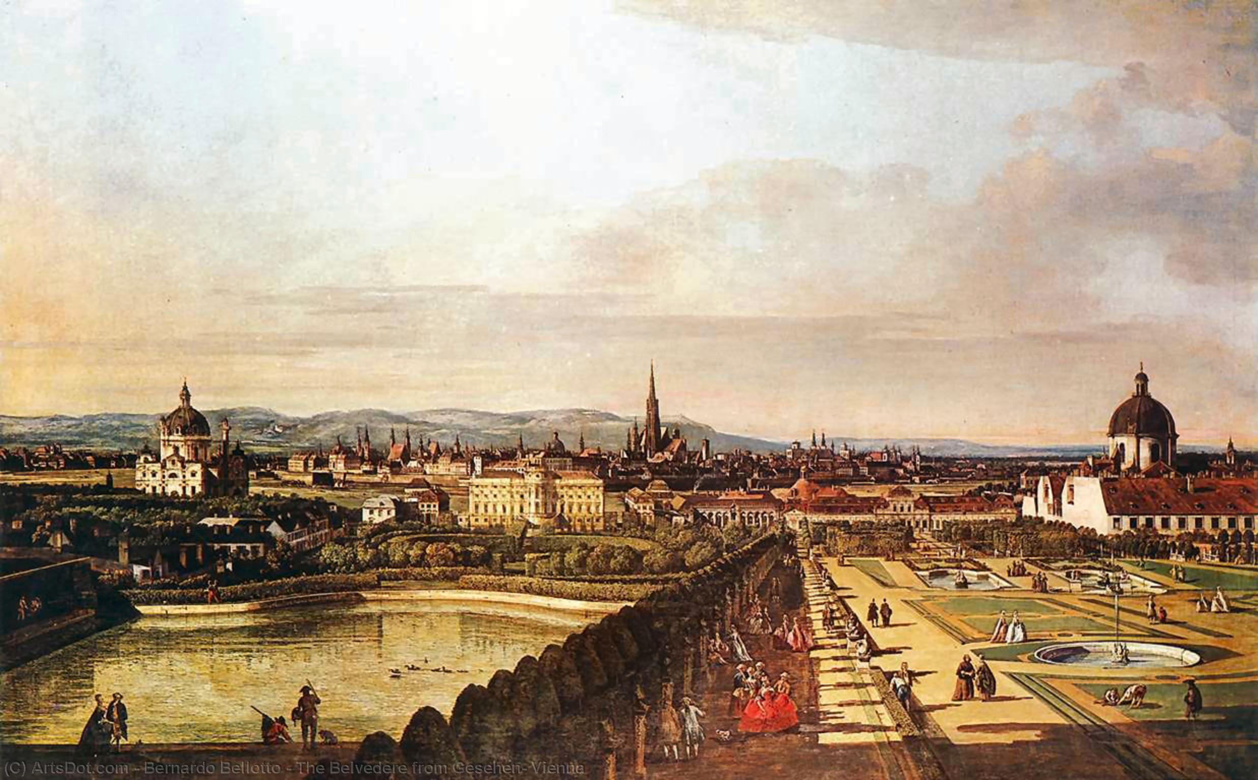 Wikioo.org - The Encyclopedia of Fine Arts - Painting, Artwork by Bernardo Bellotto - The Belvedere from Gesehen, Vienna