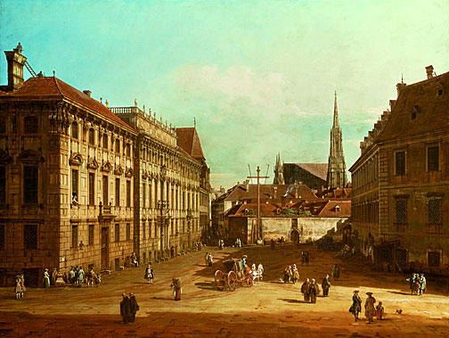 Wikioo.org - The Encyclopedia of Fine Arts - Painting, Artwork by Bernardo Bellotto - A view of the Lobkowicz Palace in Vienna