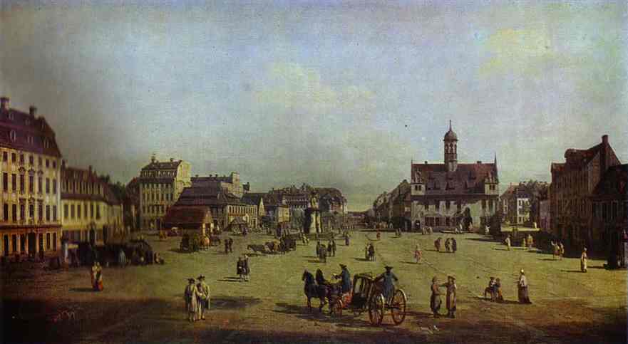WikiOO.org - Encyclopedia of Fine Arts - Maleri, Artwork Bernardo Bellotto - The New Market Square in Dresden