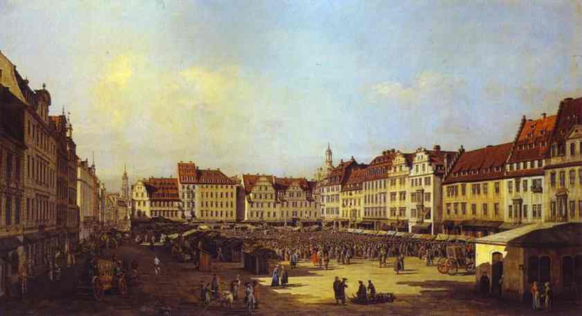 Wikioo.org - The Encyclopedia of Fine Arts - Painting, Artwork by Bernardo Bellotto - The Old Market Square in Dresden