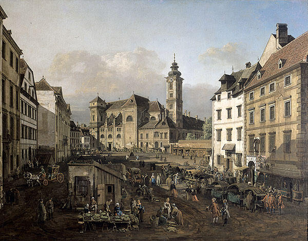 Wikioo.org - The Encyclopedia of Fine Arts - Painting, Artwork by Bernardo Bellotto - Freyung in Vienna, View from the southeast