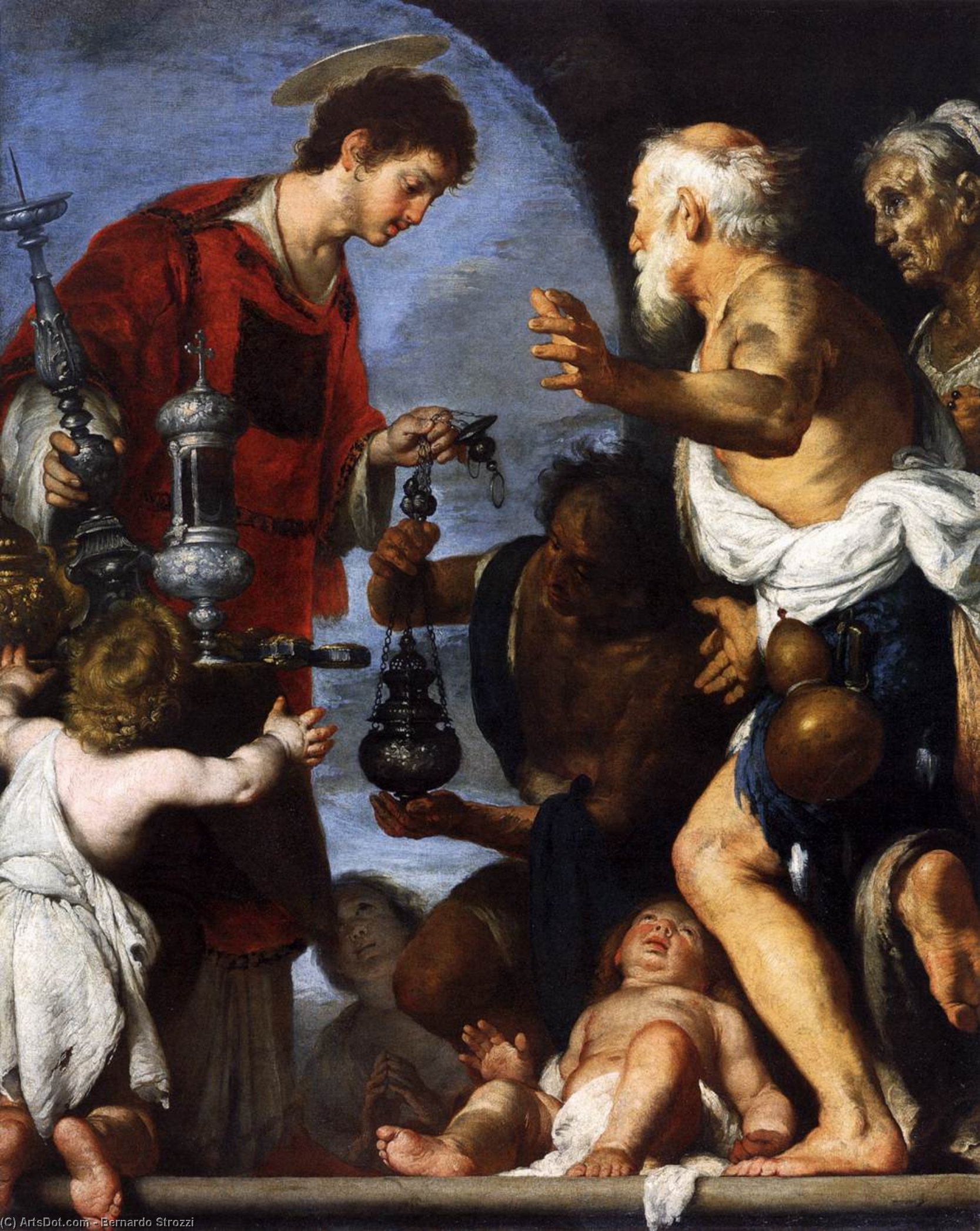 Wikioo.org – L'Enciclopedia delle Belle Arti - Pittura, Opere di Bernardo Strozzi - la carità di st . Lawrence