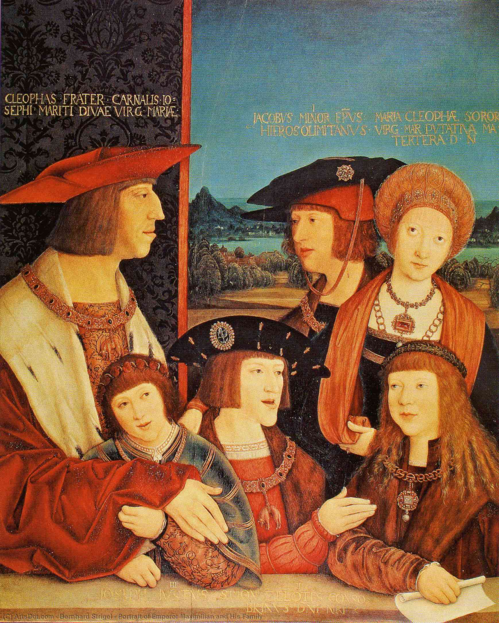 Wikioo.org - The Encyclopedia of Fine Arts - Painting, Artwork by Bernhard Strigel - Portrait of Emperor Maximilian and His Family