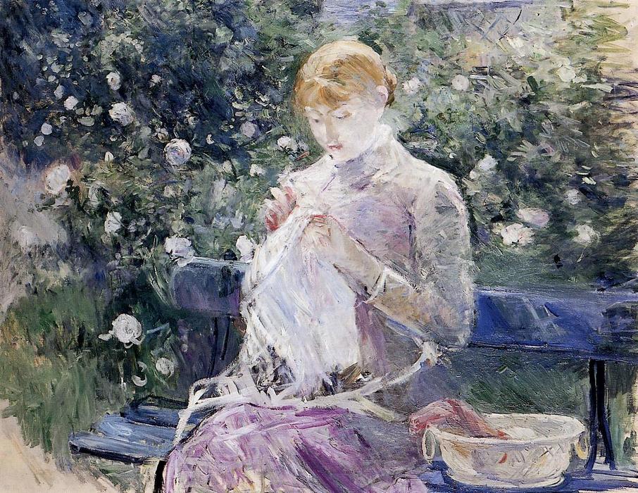 Wikioo.org - The Encyclopedia of Fine Arts - Painting, Artwork by Berthe Morisot - Pasie sewing in Bougival's Garden