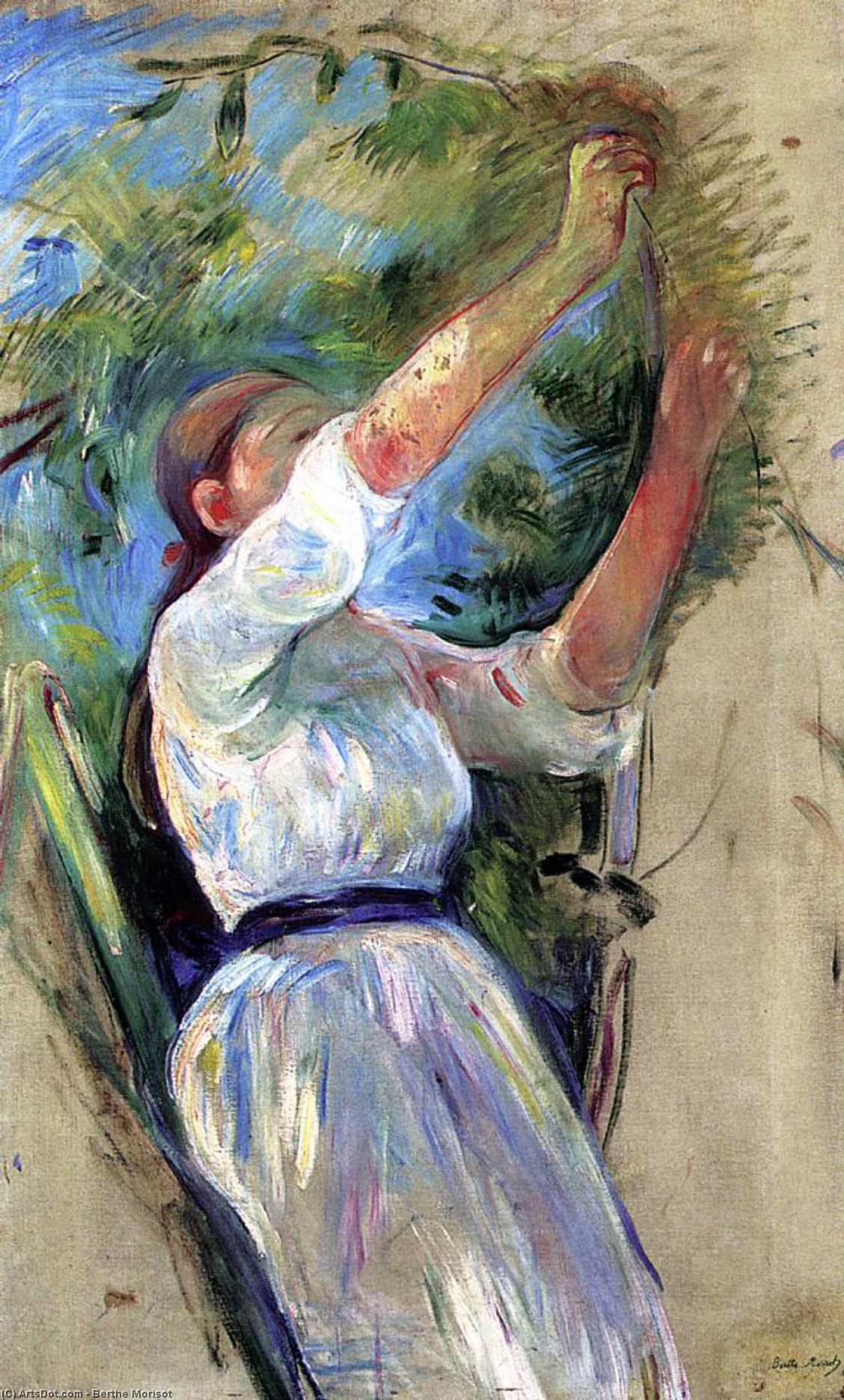 Wikioo.org – L'Encyclopédie des Beaux Arts - Peinture, Oeuvre de Berthe Morisot - Fille collecte des cerises