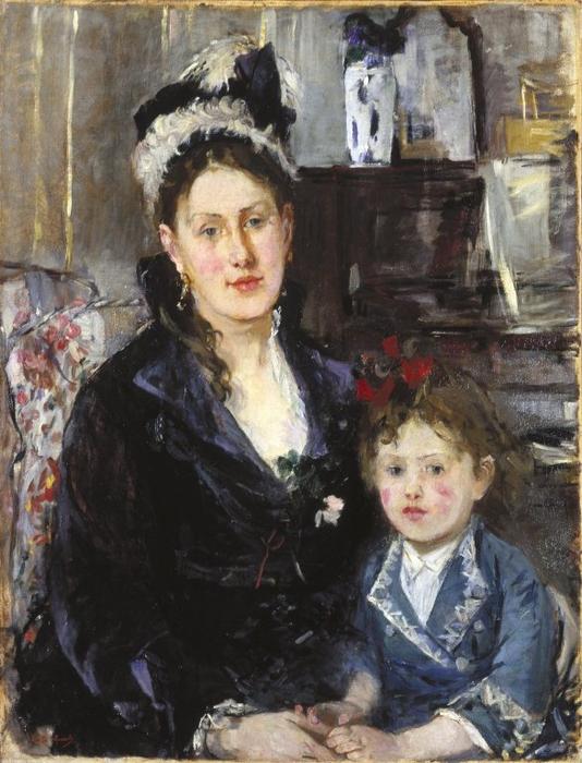 Wikioo.org - The Encyclopedia of Fine Arts - Painting, Artwork by Berthe Morisot - Mme Boursier and Her Daughter