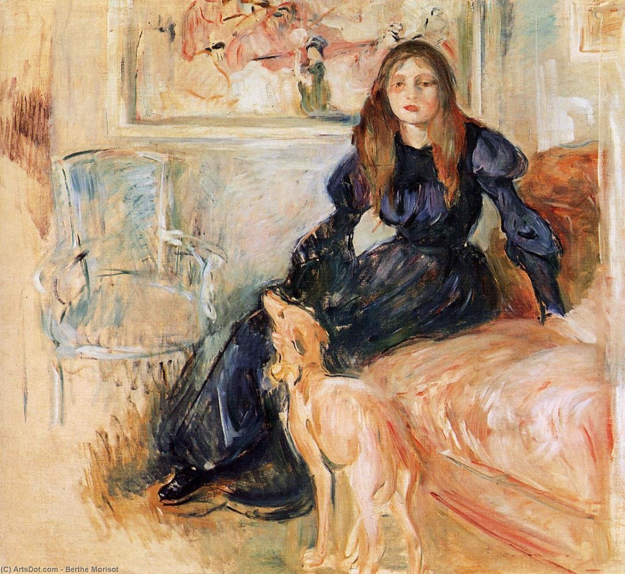 WikiOO.org – 美術百科全書 - 繪畫，作品 Berthe Morisot - 马奈朱莉和她的灰狗Laerte