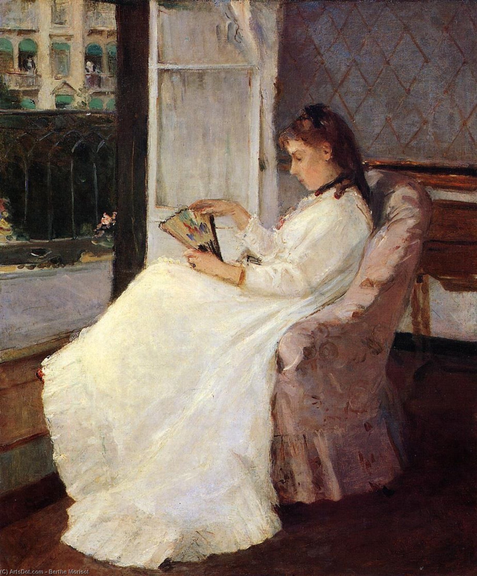 Wikioo.org – L'Encyclopédie des Beaux Arts - Peinture, Oeuvre de Berthe Morisot - la sœur de l artiste au  une  fenêtre