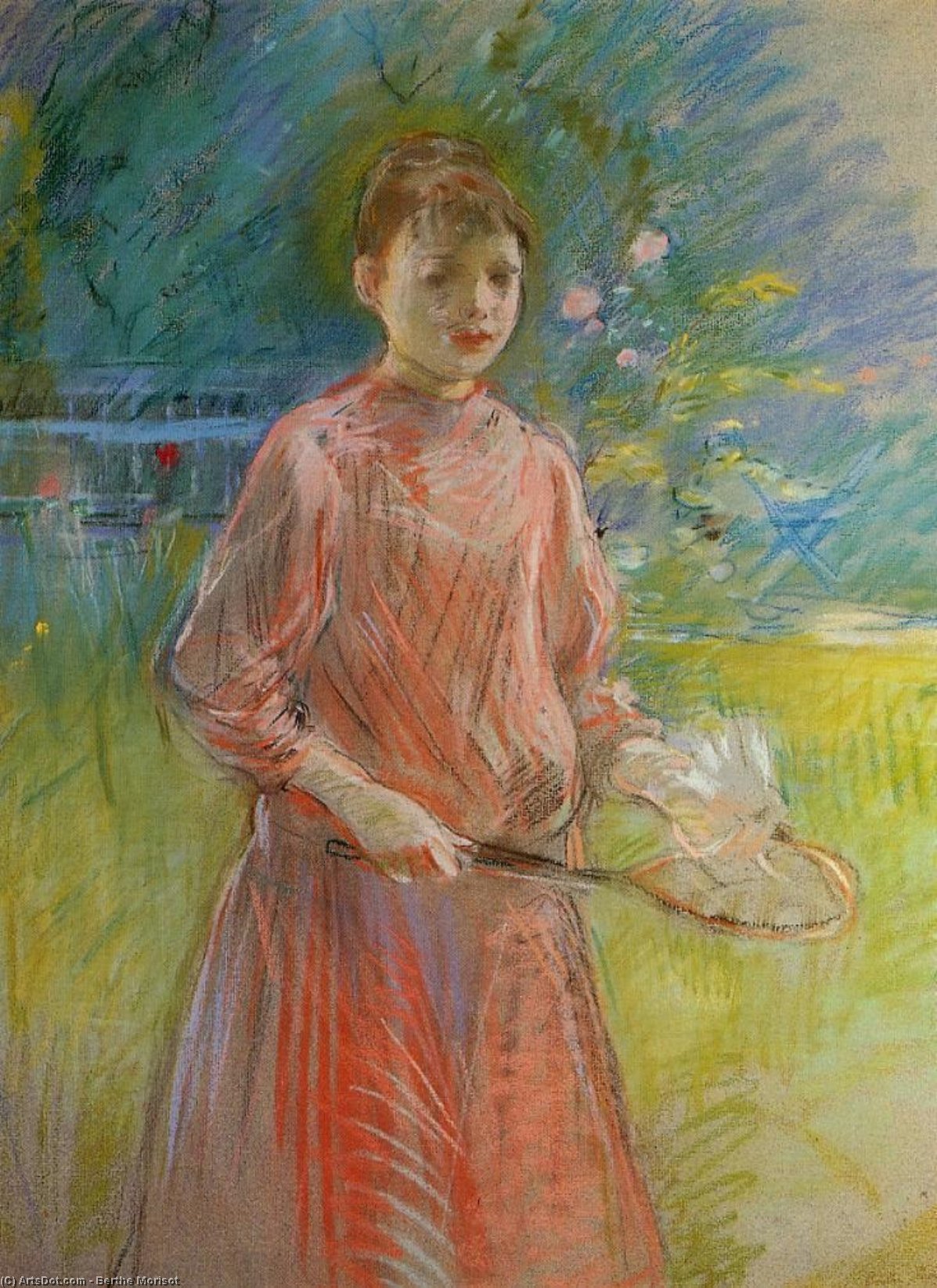 Wikioo.org - The Encyclopedia of Fine Arts - Painting, Artwork by Berthe Morisot - Girl with Shuttlecock (also known as Jeanne Bonnet)