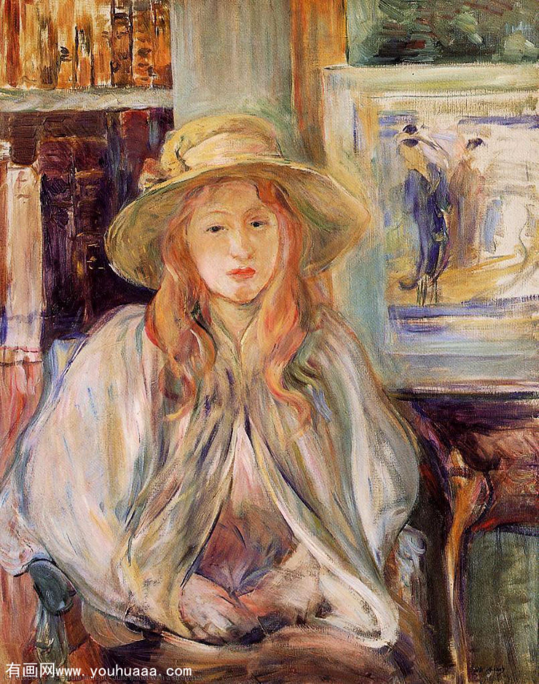Wikioo.org - The Encyclopedia of Fine Arts - Painting, Artwork by Berthe Morisot - Julie Manet with a straw hat