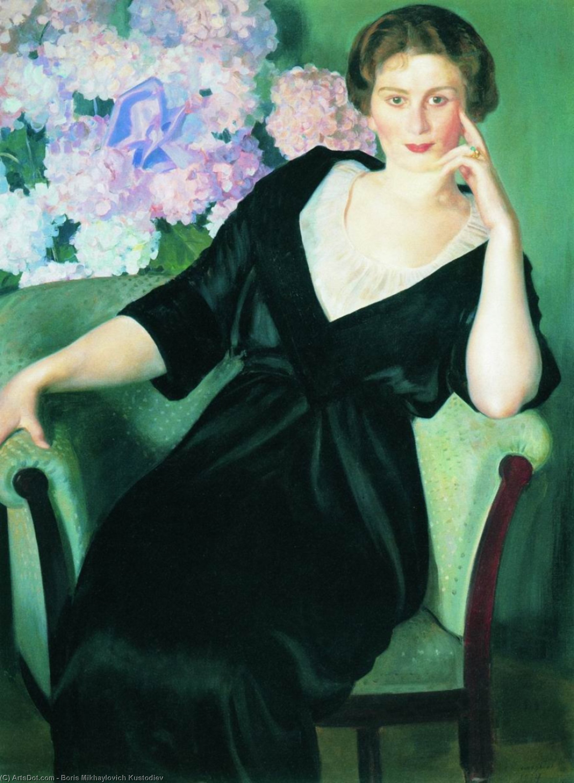 Wikioo.org - The Encyclopedia of Fine Arts - Painting, Artwork by Boris Mikhaylovich Kustodiev - Portrait of Rene Ivanovna Notgaft