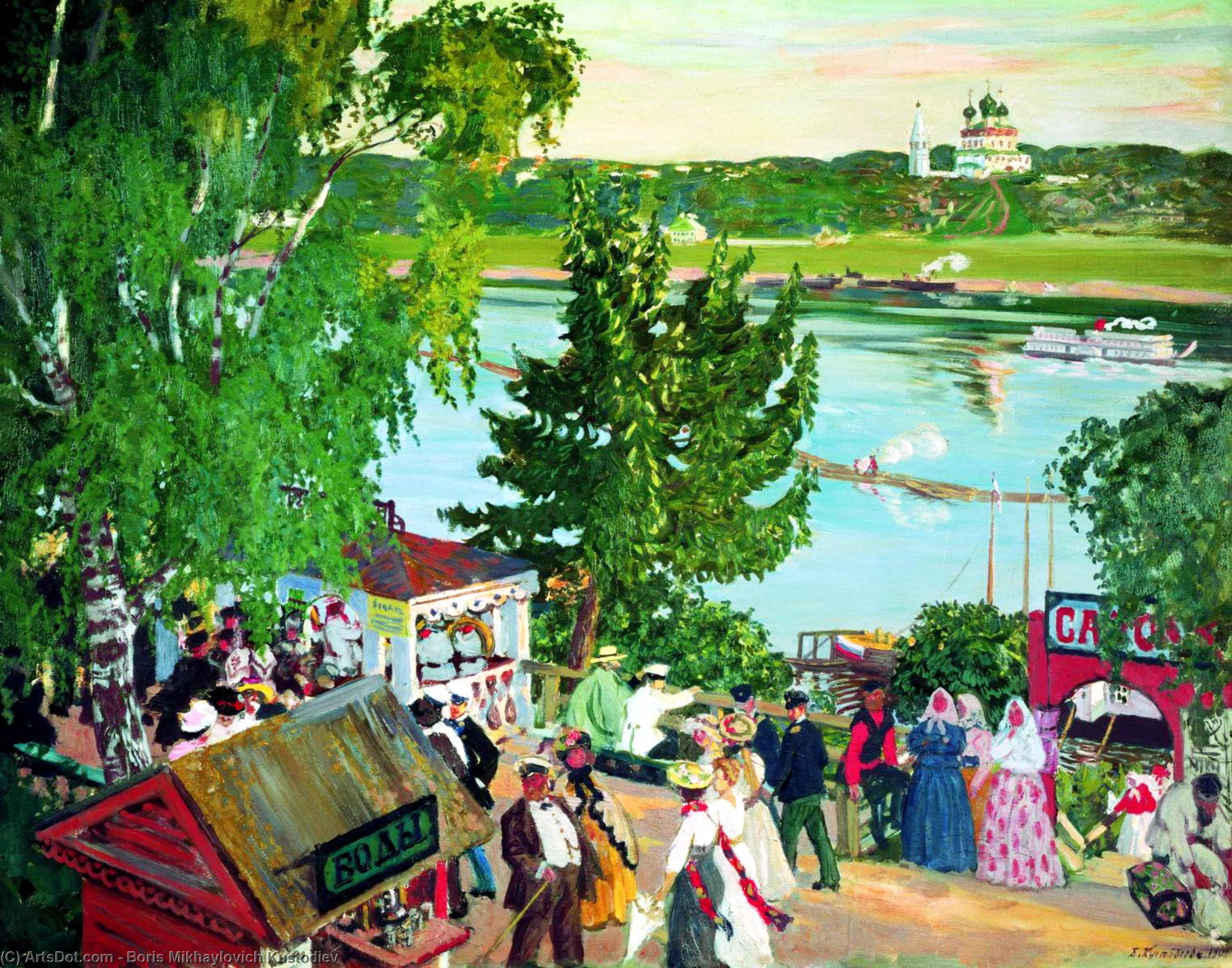 WikiOO.org - Güzel Sanatlar Ansiklopedisi - Resim, Resimler Boris Mikhaylovich Kustodiev - Promenade Along the Volga