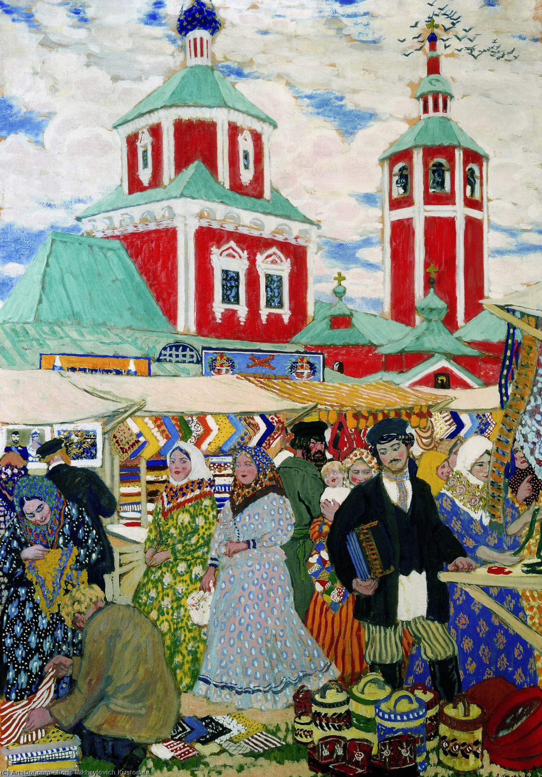 WikiOO.org - Encyclopedia of Fine Arts - Maalaus, taideteos Boris Mikhaylovich Kustodiev - At The Fair