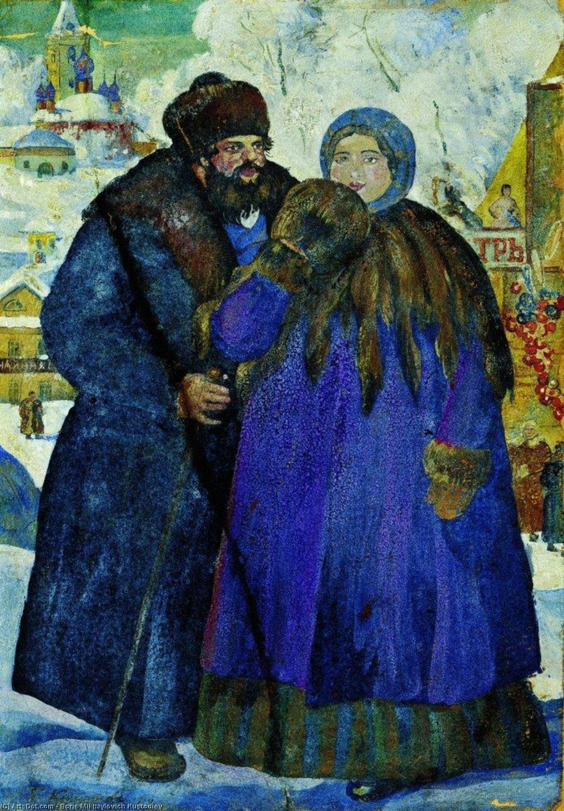 WikiOO.org – 美術百科全書 - 繪畫，作品 Boris Mikhaylovich Kustodiev - 商人 与   他  妻子
