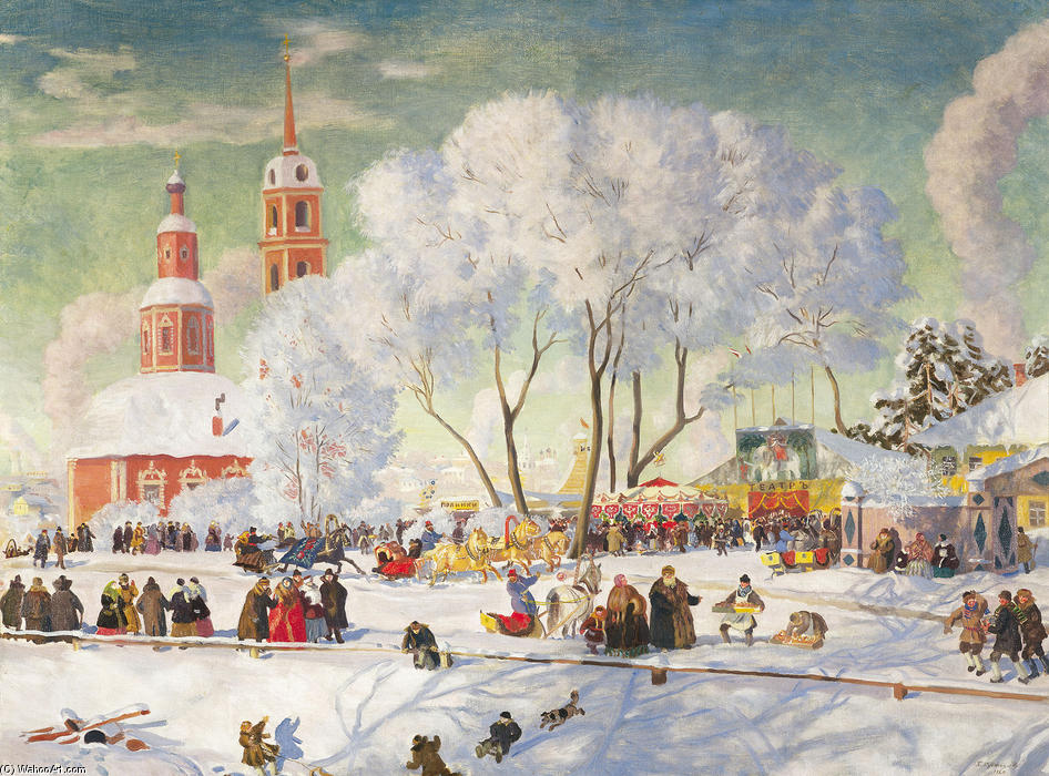 WikiOO.org - Encyclopedia of Fine Arts - Maleri, Artwork Boris Mikhaylovich Kustodiev - Shrovetide