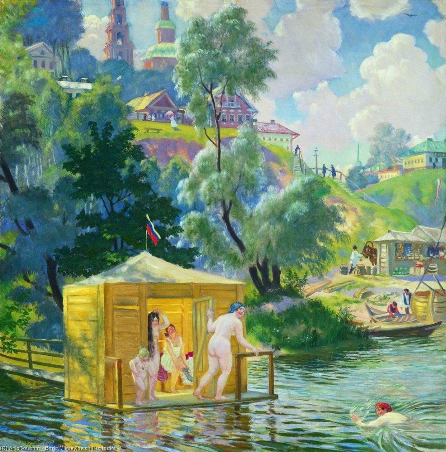 Wikioo.org - The Encyclopedia of Fine Arts - Painting, Artwork by Boris Mikhaylovich Kustodiev - Bathing