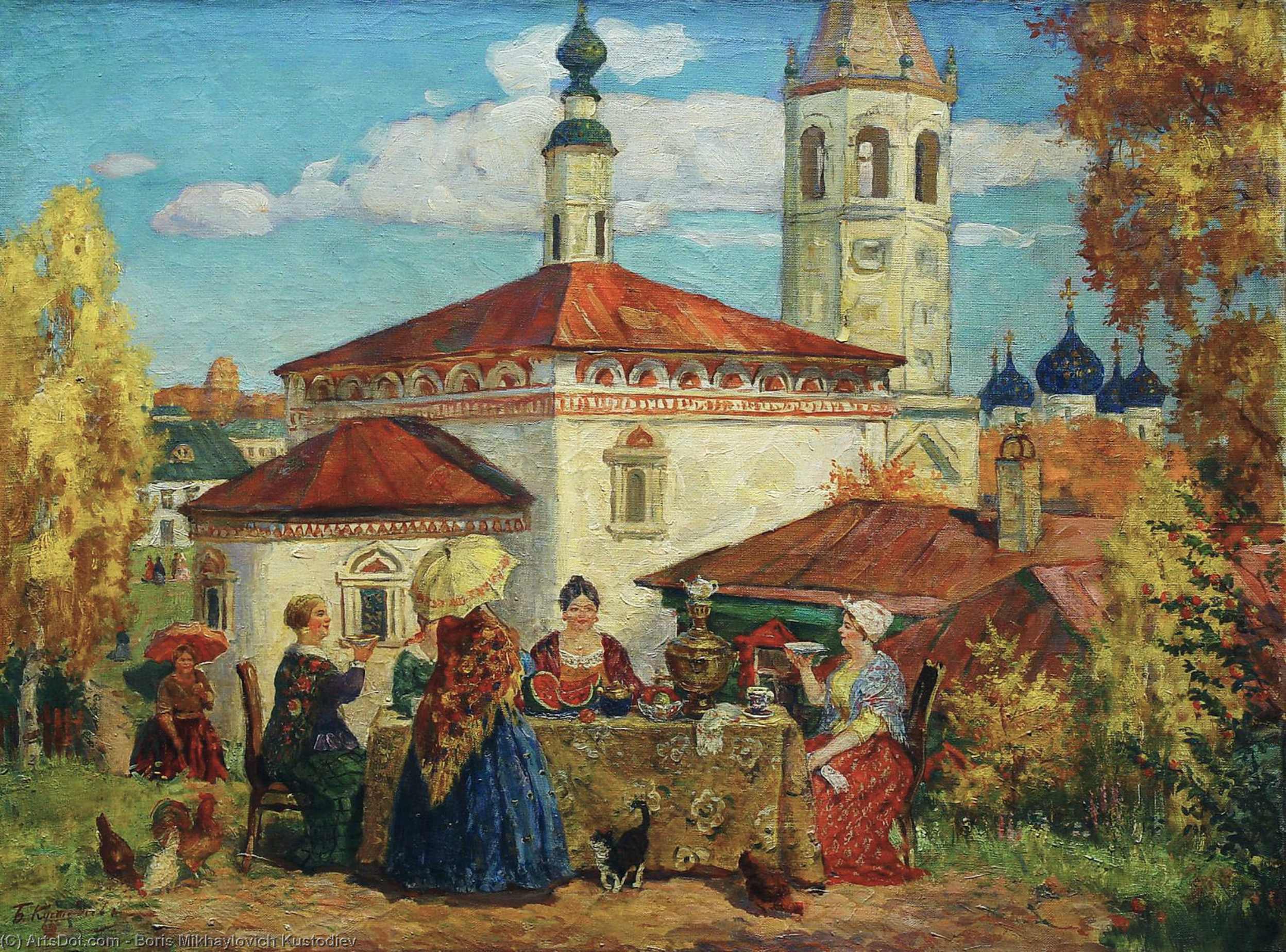 Wikioo.org - The Encyclopedia of Fine Arts - Painting, Artwork by Boris Mikhaylovich Kustodiev - At the Old Suzdal