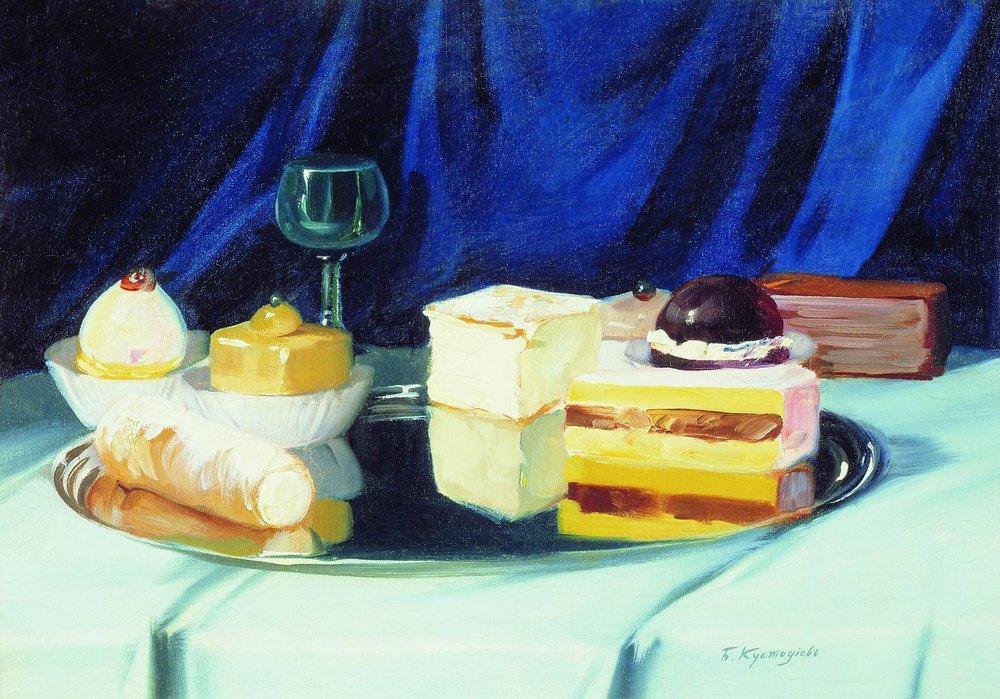 WikiOO.org – 美術百科全書 - 繪畫，作品 Boris Mikhaylovich Kustodiev - 甜食。静物