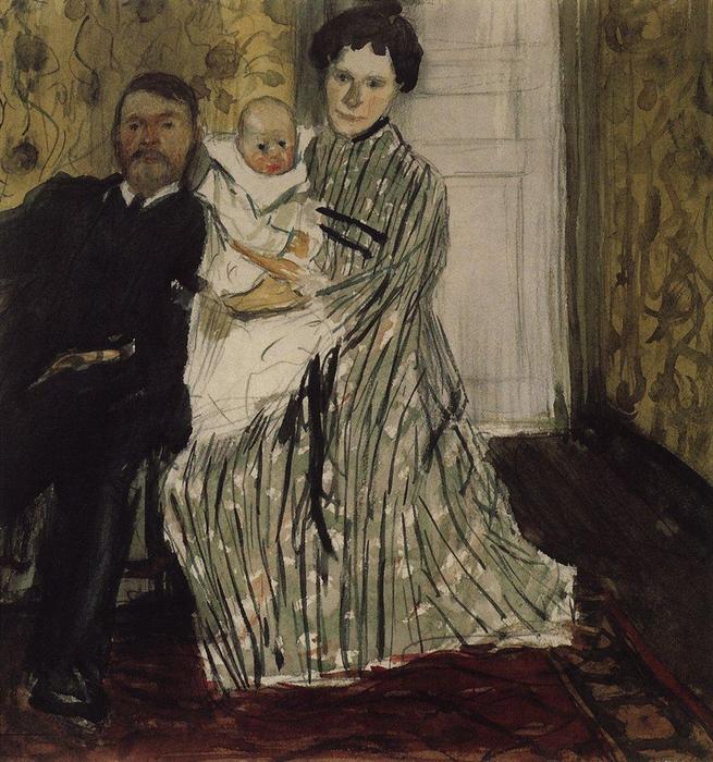 Wikioo.org - The Encyclopedia of Fine Arts - Painting, Artwork by Boris Mikhaylovich Kustodiev - Family Portrait