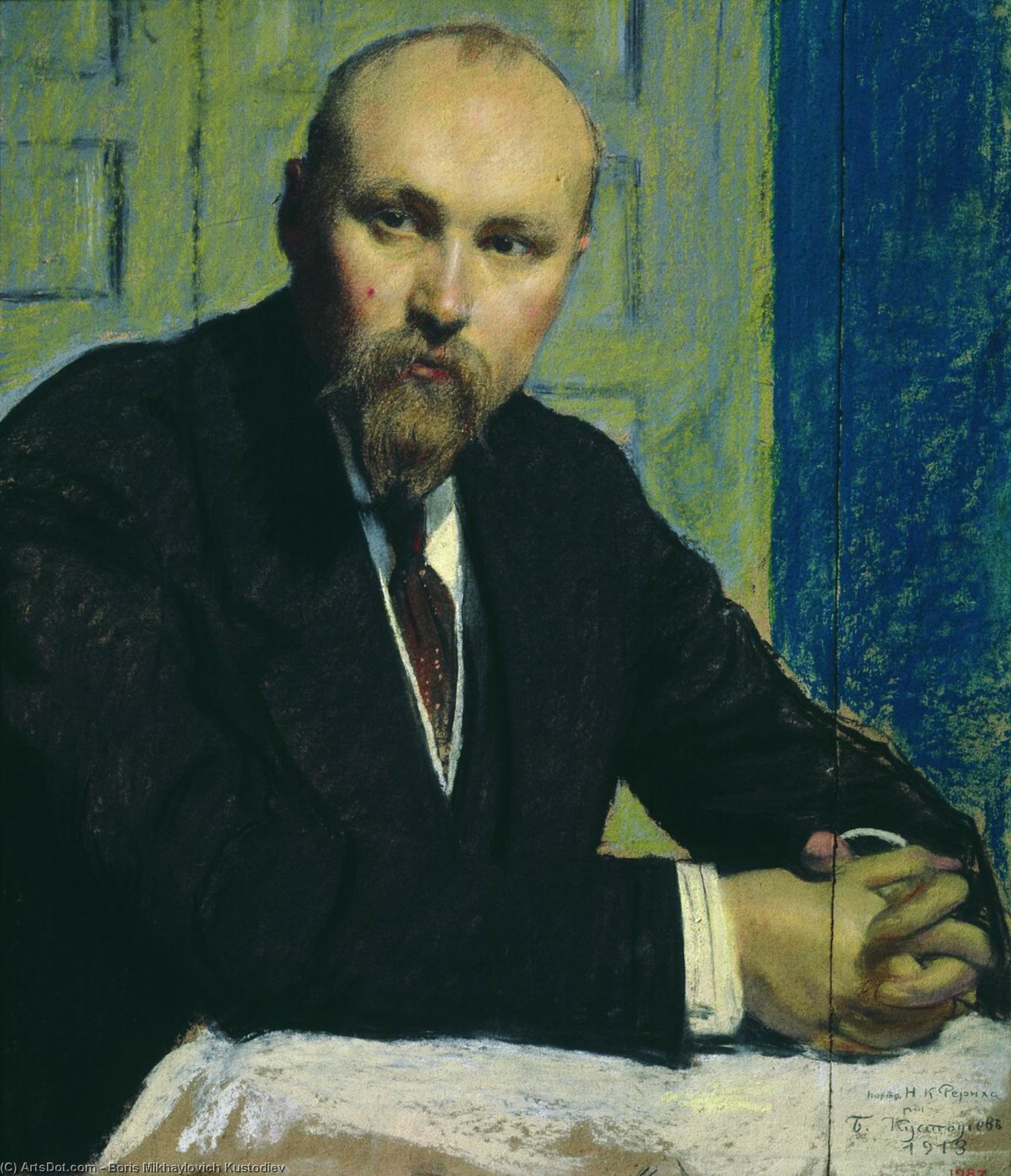 WikiOO.org - Enciclopedia of Fine Arts - Pictura, lucrări de artă Boris Mikhaylovich Kustodiev - Portrait of Nikolay Rerich