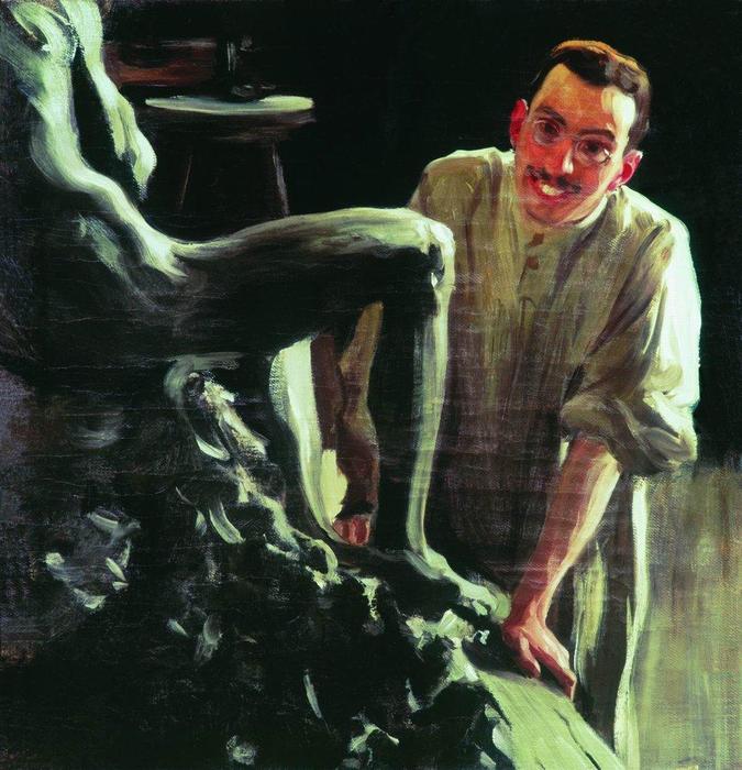 Wikioo.org - The Encyclopedia of Fine Arts - Painting, Artwork by Boris Mikhaylovich Kustodiev - Portrait of a sculptor and painter D.S. Stelletsky