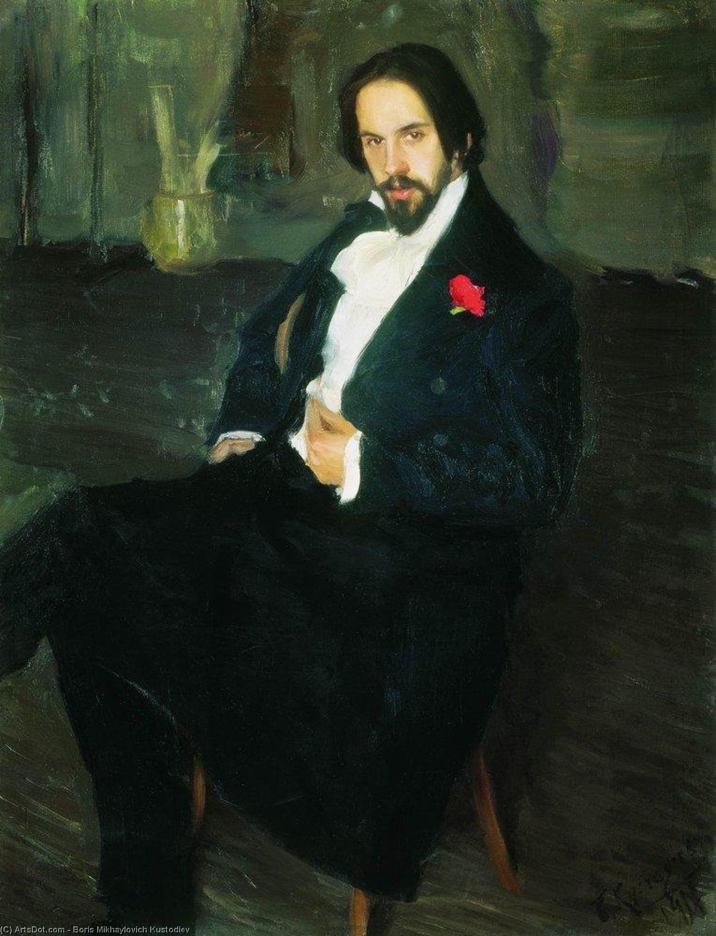 Wikioo.org - The Encyclopedia of Fine Arts - Painting, Artwork by Boris Mikhaylovich Kustodiev - Portrait of the Painter Ivan Bilibin