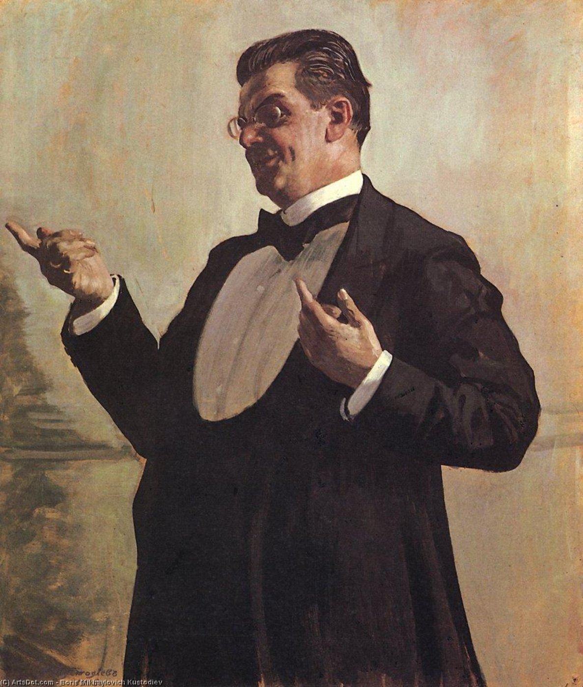 Wikioo.org - The Encyclopedia of Fine Arts - Painting, Artwork by Boris Mikhaylovich Kustodiev - Portrait of Russian actor Vasily Luzhsky