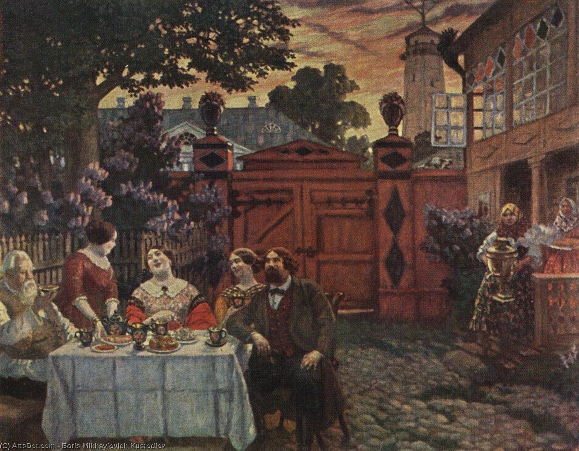 Wikioo.org - The Encyclopedia of Fine Arts - Painting, Artwork by Boris Mikhaylovich Kustodiev - Teatime