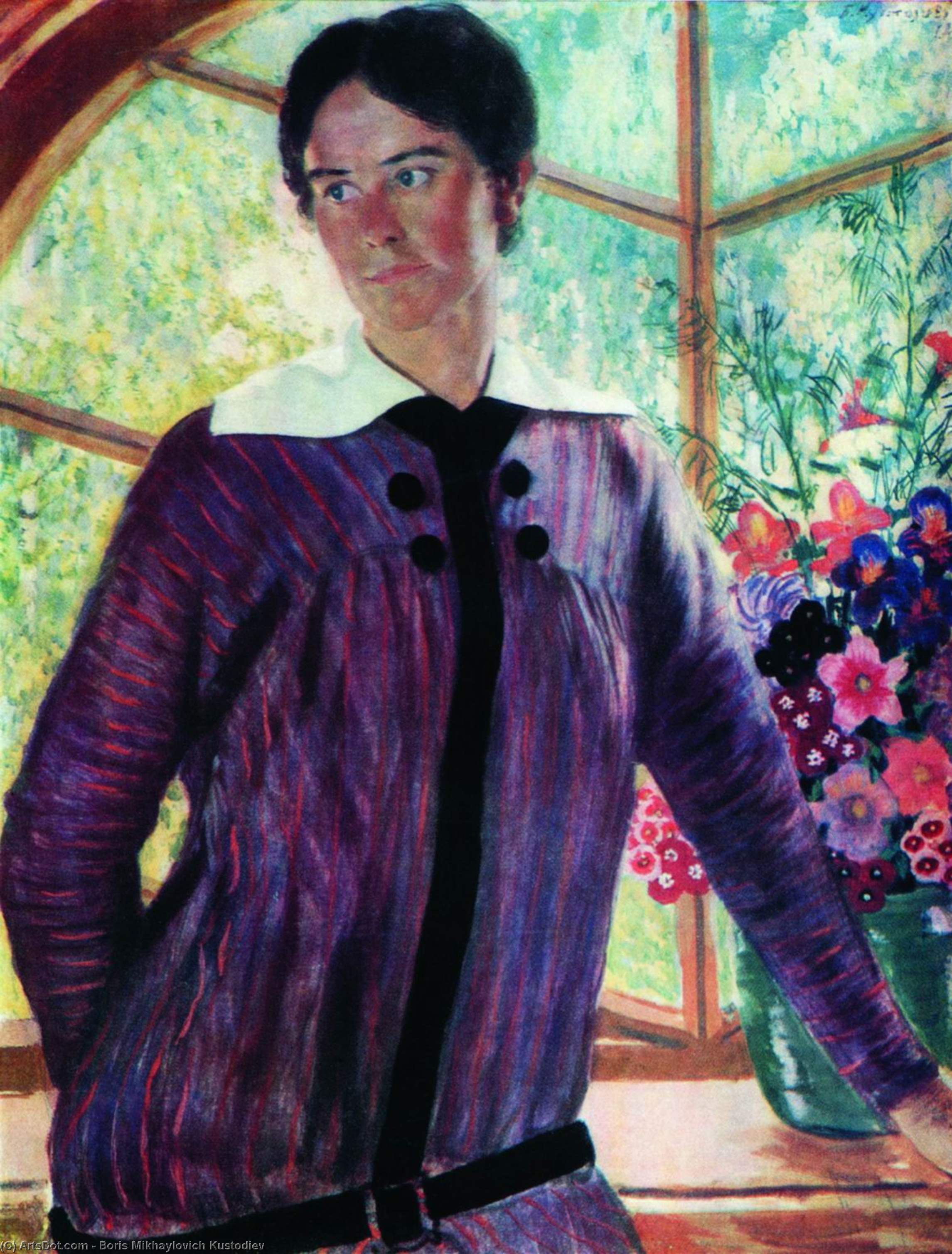 Wikioo.org - The Encyclopedia of Fine Arts - Painting, Artwork by Boris Mikhaylovich Kustodiev - Portrait of Y.E. Kustodieva