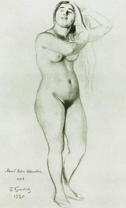 WikiOO.org - Εγκυκλοπαίδεια Καλών Τεχνών - Ζωγραφική, έργα τέχνης Boris Mikhaylovich Kustodiev - Nude