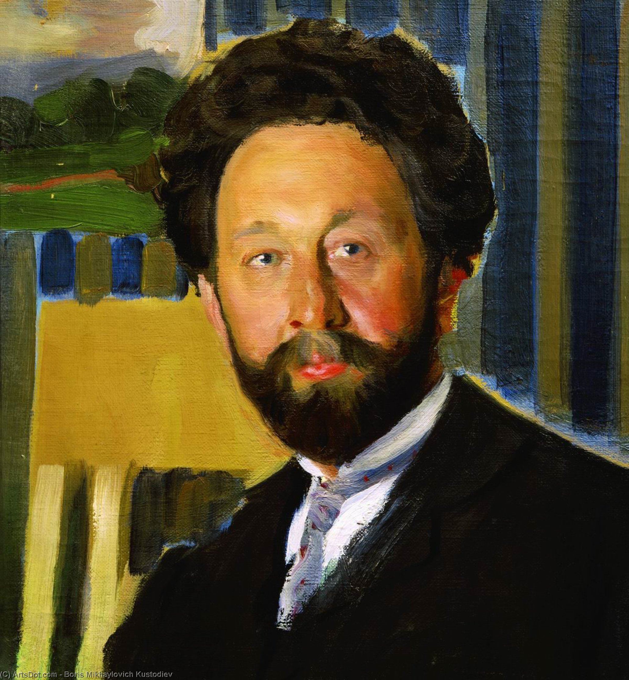 Wikioo.org - The Encyclopedia of Fine Arts - Painting, Artwork by Boris Mikhaylovich Kustodiev - Portrait of Vasily Kastalsky