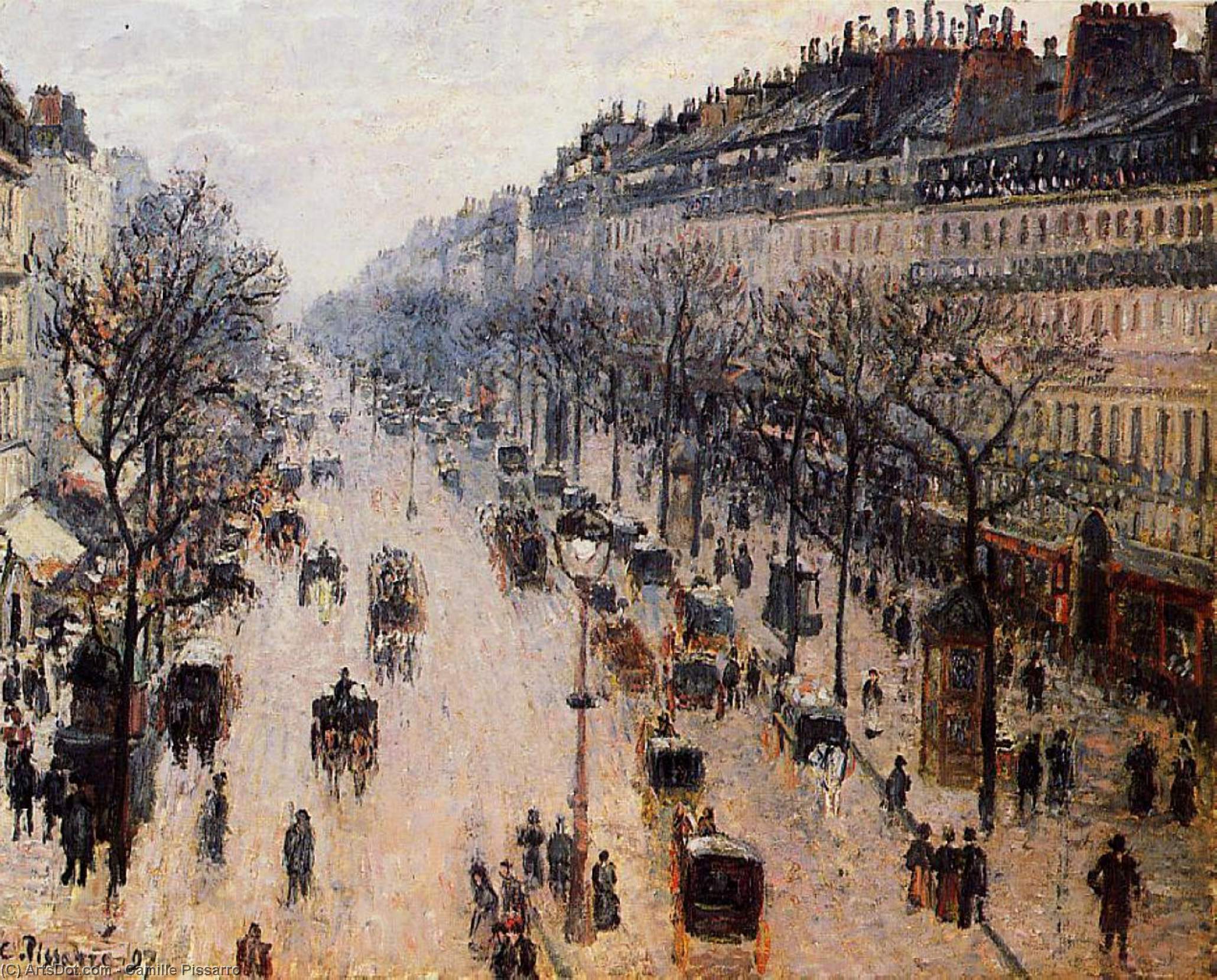 WikiOO.org - Encyclopedia of Fine Arts - Malba, Artwork Camille Pissarro - Boulevard Montmartre Winter Morning