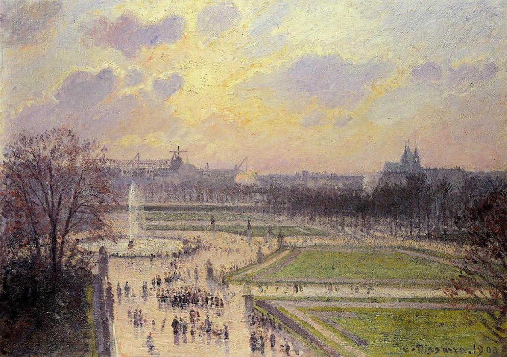 Wikioo.org – L'Enciclopedia delle Belle Arti - Pittura, Opere di Camille Pissarro - Il Bassin des Tuileries, Pomeriggio