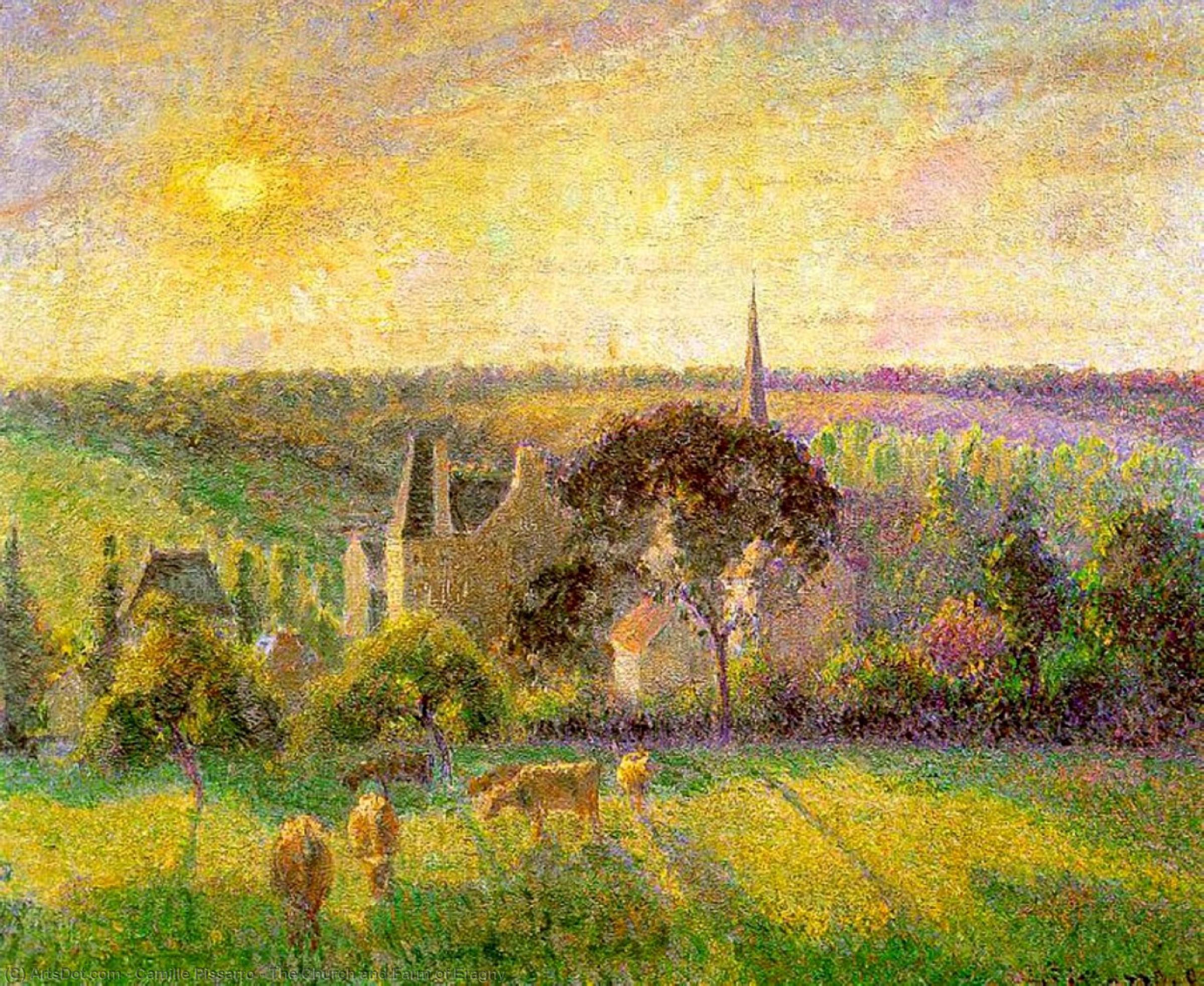 Wikioo.org - The Encyclopedia of Fine Arts - Painting, Artwork by Camille Pissarro - The Church and Farm of Eragny