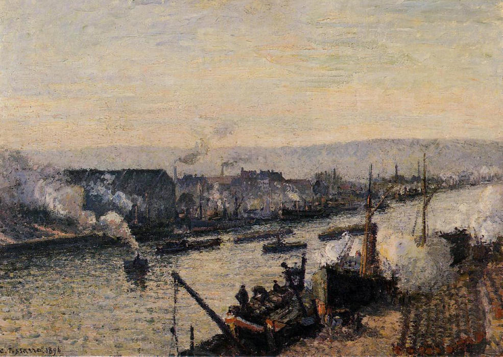 Wikioo.org - The Encyclopedia of Fine Arts - Painting, Artwork by Camille Pissarro - Saint-Sever Port, Rouen