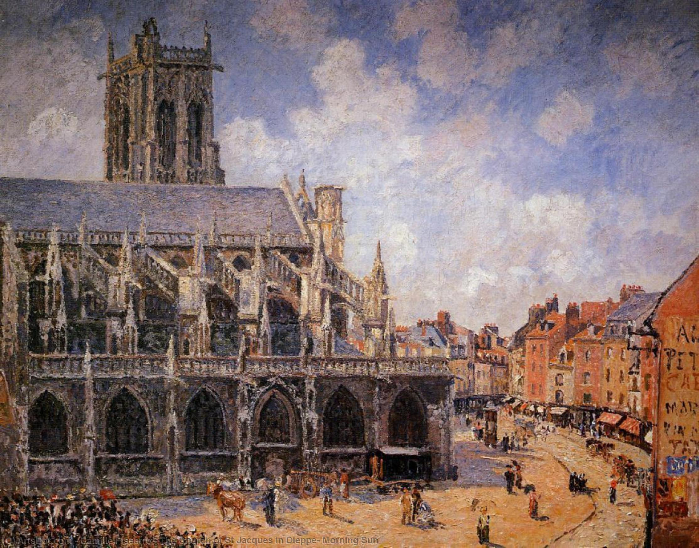Wikioo.org - The Encyclopedia of Fine Arts - Painting, Artwork by Camille Pissarro - The Church of St Jacques in Dieppe, Morning Sun