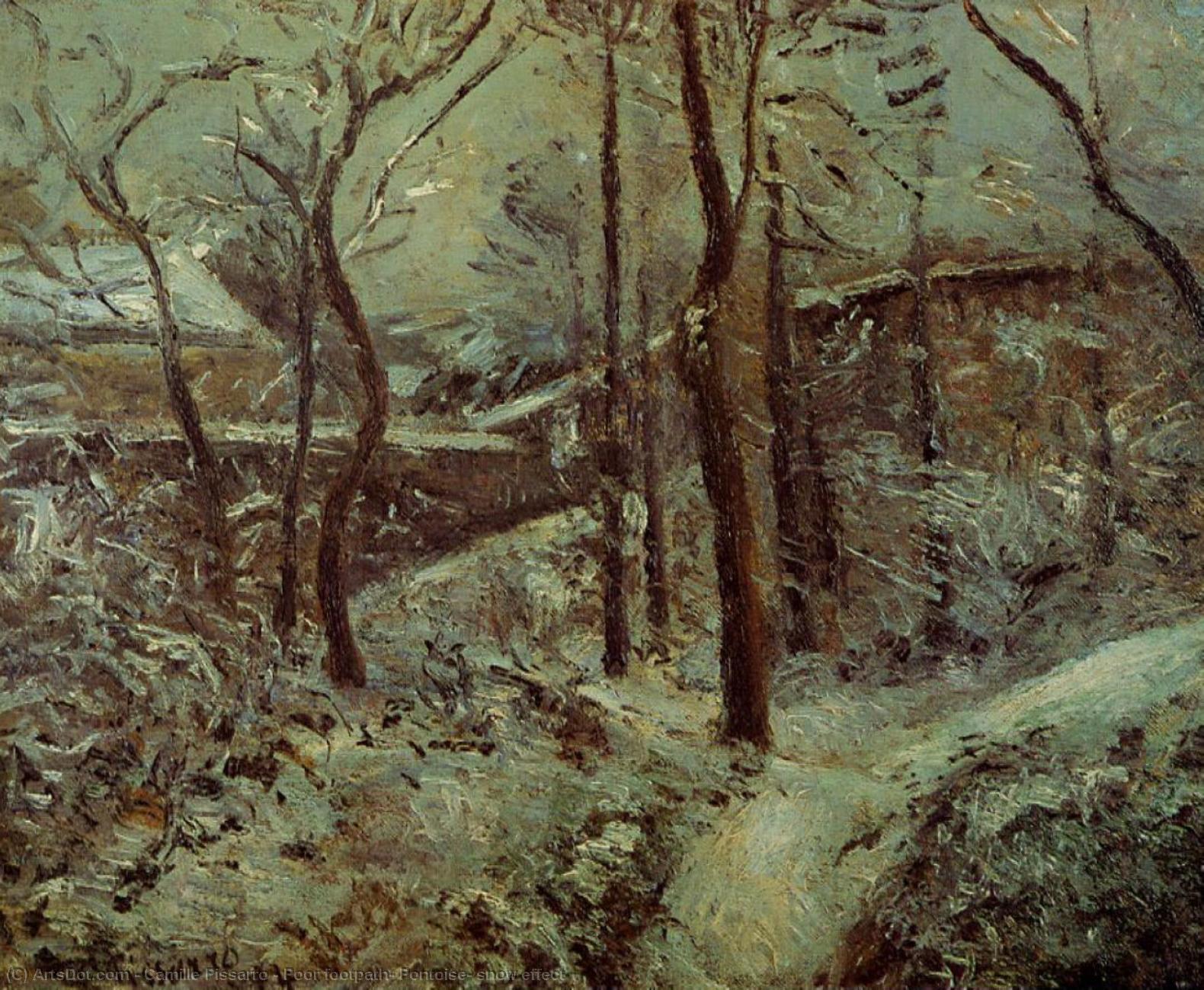 WikiOO.org - Encyclopedia of Fine Arts - Schilderen, Artwork Camille Pissarro - Poor footpath, Pontoise, snow effect