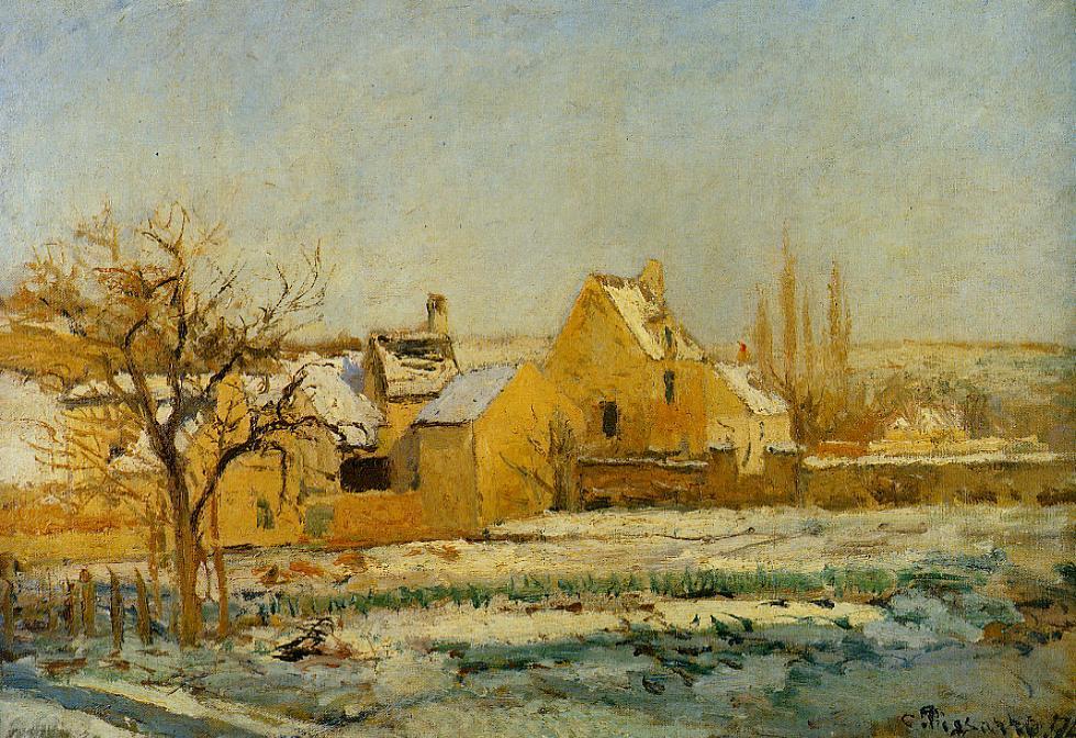Wikioo.org - The Encyclopedia of Fine Arts - Painting, Artwork by Camille Pissarro - The Effect of Snow at Hermitage