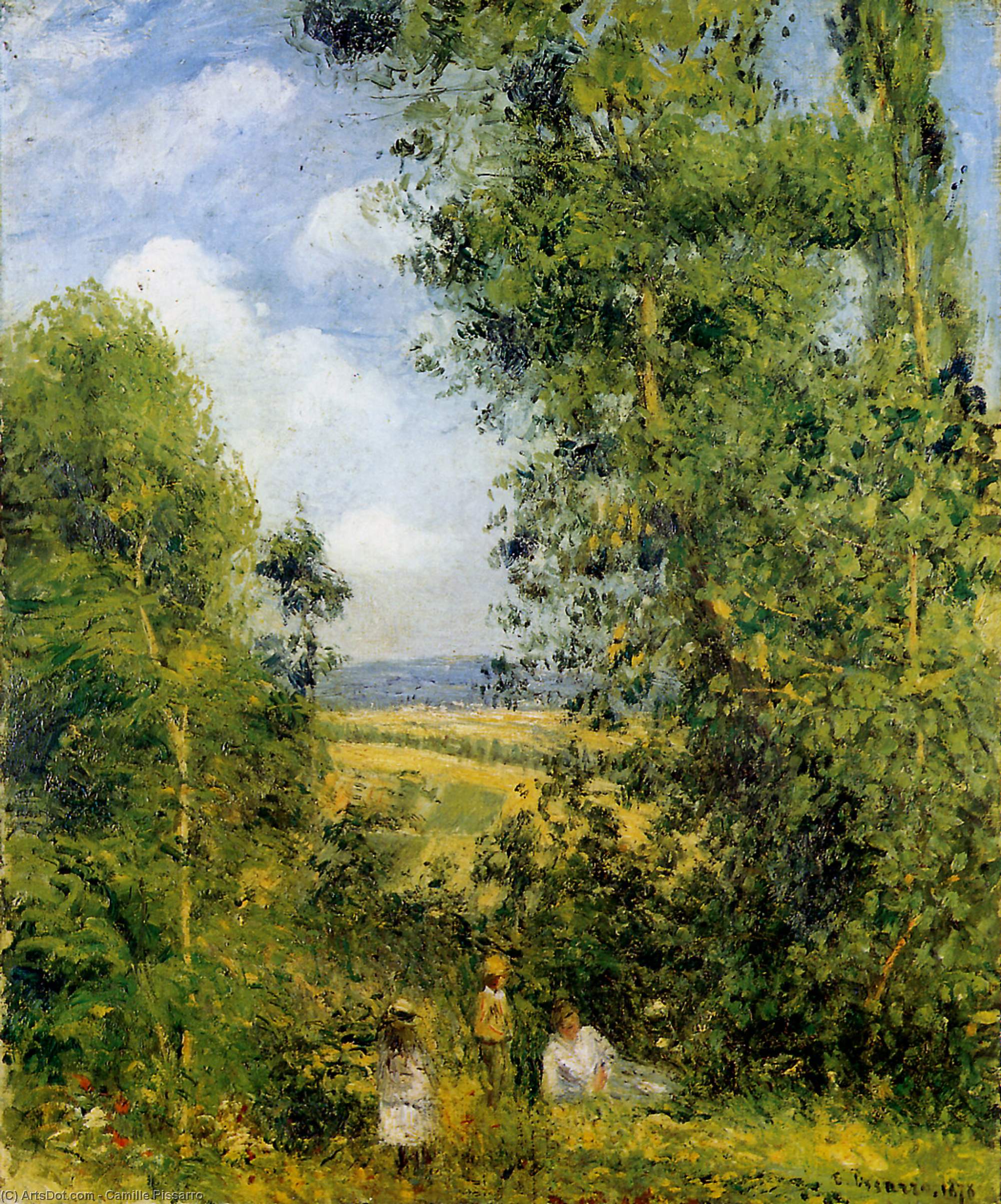 WikiOO.org – 美術百科全書 - 繪畫，作品 Camille Pissarro - 休息 在  的  伍兹  蓬图瓦兹