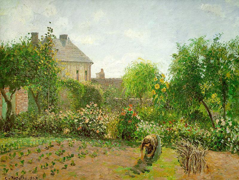 Wikioo.org - The Encyclopedia of Fine Arts - Painting, Artwork by Camille Pissarro - The Artist's Garden at Eragny